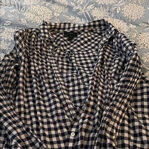 J. Crew Navy and White Gingham Shirt